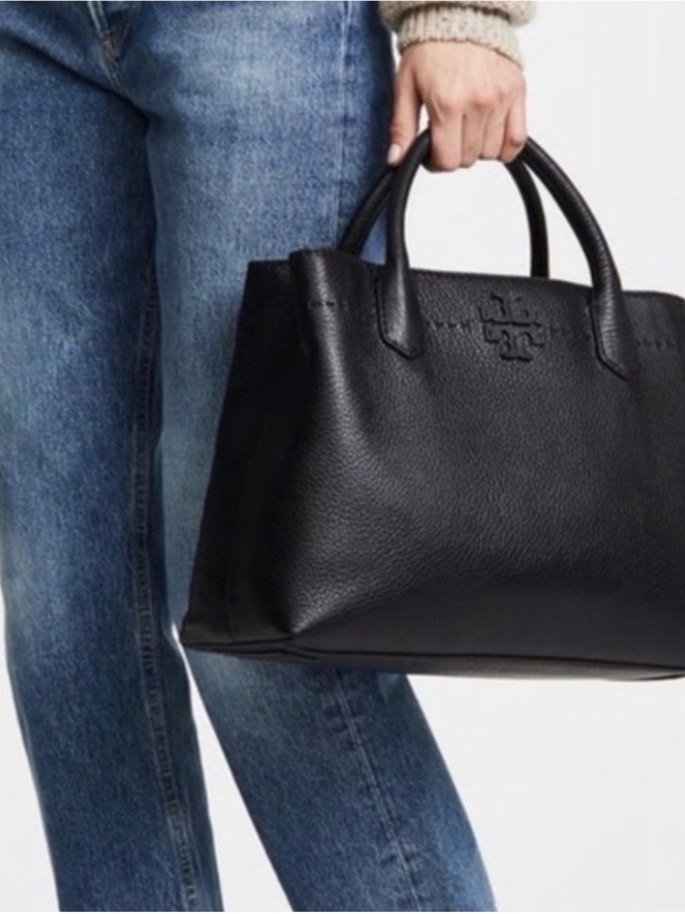 Tory Burch Black Leather Tote Bag